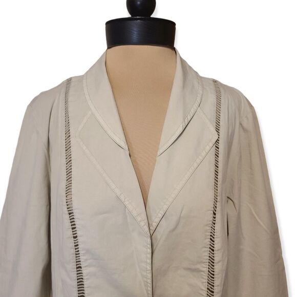 Chico's Tan Blazer Relaxed Fit with Fringe - Picture 2 of 7